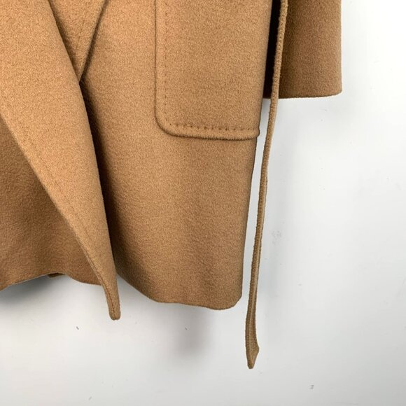 MaxMara Camel Brown Hooded Wool Belted Coat Made In Italy Womens Size 34 - Picture 4 of 8